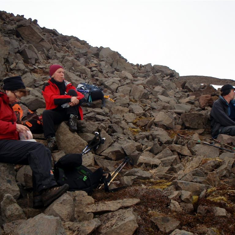 Jónína, Elfa Kára og Brynleifur í kaffitíma