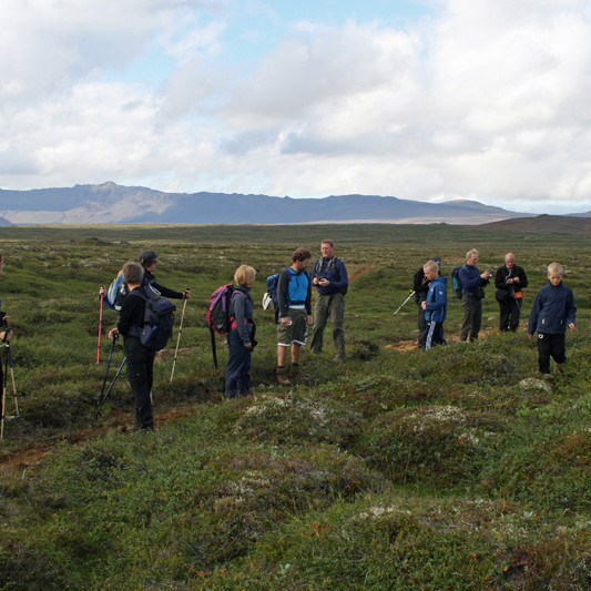 Á Bláskógavegi norðaustan Rauðhóls  Lambafjöll.
