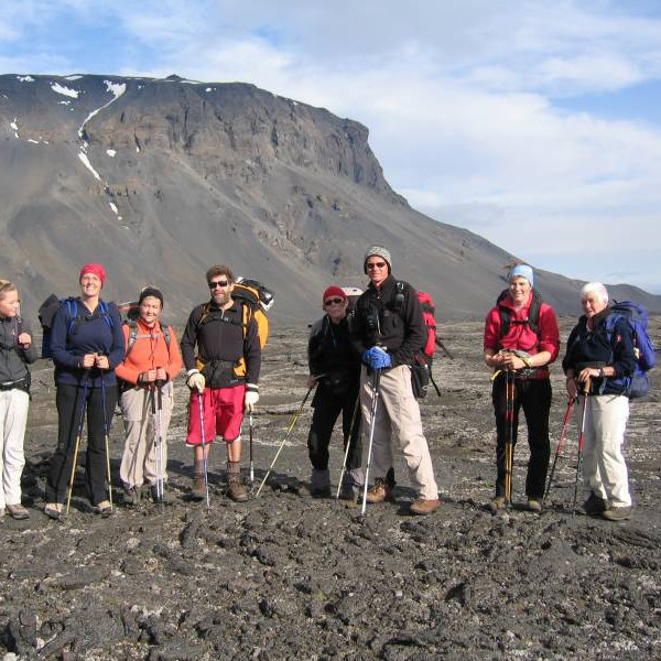 Hópurinn kominn á slóðann frá uppgöngunni á Herðubreið í Bræðrafell.