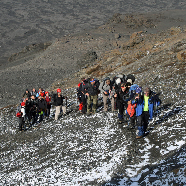 Komið upp að hömrum Herðubreiðar í 1.180 m hæð y. sjó.