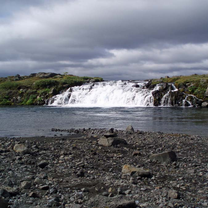 Fossinn Gáski í Grafarlandaá rétt ofan vaðsins.