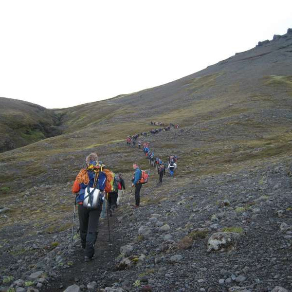 Á leiðinni upp á Hvannadalshnjúk. Gengið er Sandfellsleið.