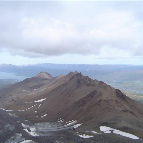 Séð út hrygginn sem 17 fóru.