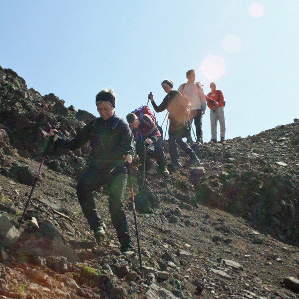 Á leið suður af Stórahnjúk á Hlíðarfjall.