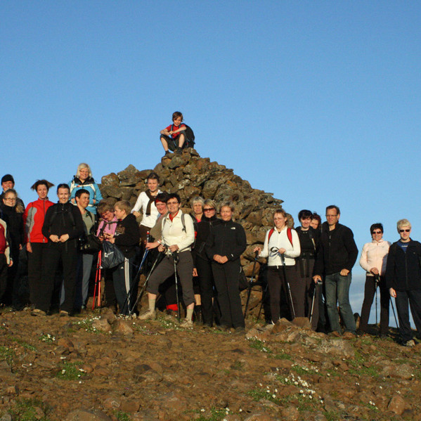 Hópurinn við Skólavörðu í dýrðlegu veðri.