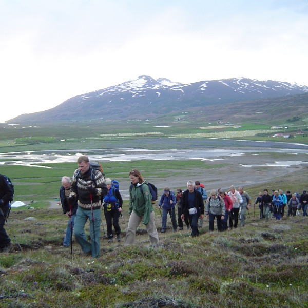 Björn Ingólfsson var leiðsögumaður og leiddi tæplega fjörtíu manna hóp frá FFA upp á Laufáshnjúk
