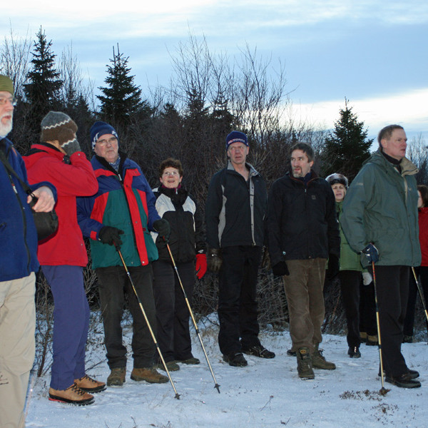 Hópur FFA á stígnum syðst í Vaðlareit.