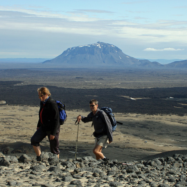 Austan á Dyngjufjöllum: Vikrahraun frá 1961 og Herðubreið.