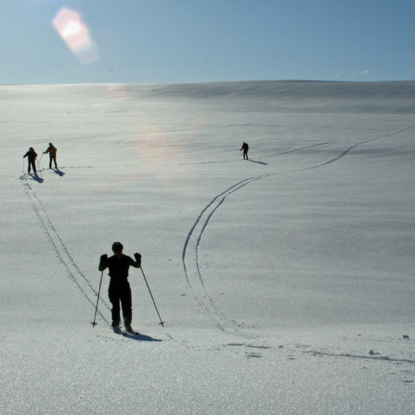 Á heimleið austur af fjallinu. Í svona veðri er gaman að vera til.