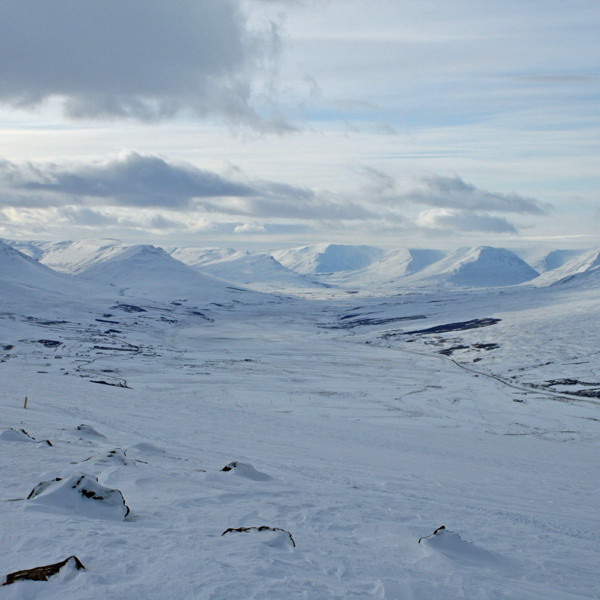 Við Skólavörðu: Horft inn Eyjafjarðardal.