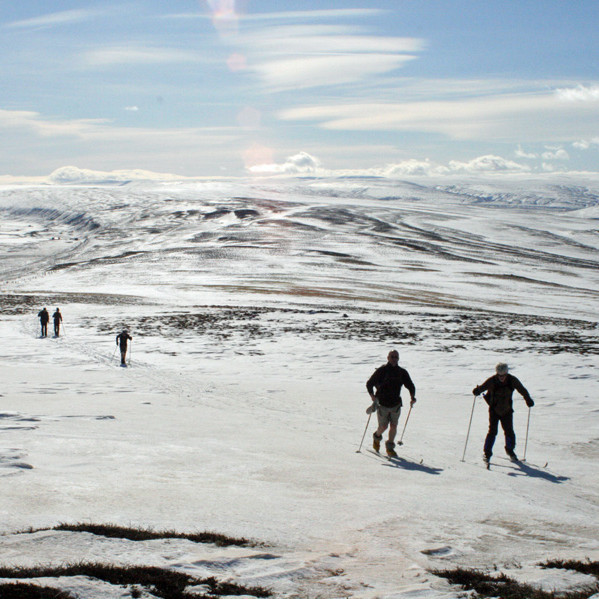 Á leið upp að mastrinu á Háamel (Skollahnjúk). Horft suður Fljótsheiði.