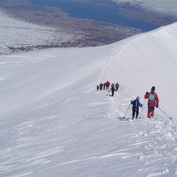 Erum að yfirgefa Syðri-Súlu. Akureyri í baksýn.