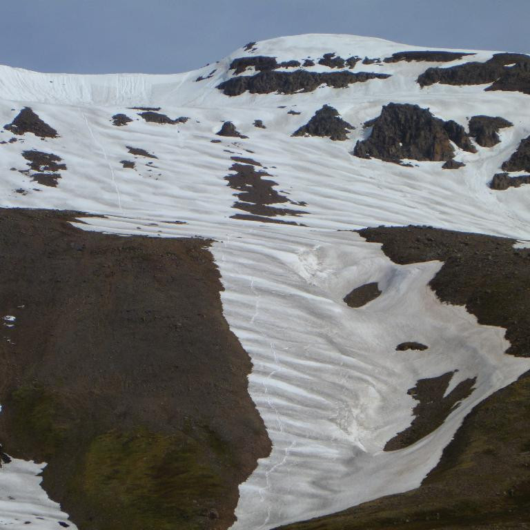 Hér sést leið okkar niður af Vatnsendahnjúk.