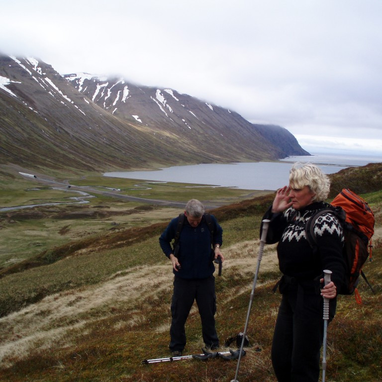 Séð út Héðinsfjörð Hestskarðdalur Hestfjall Héðinsfjarðarvatn