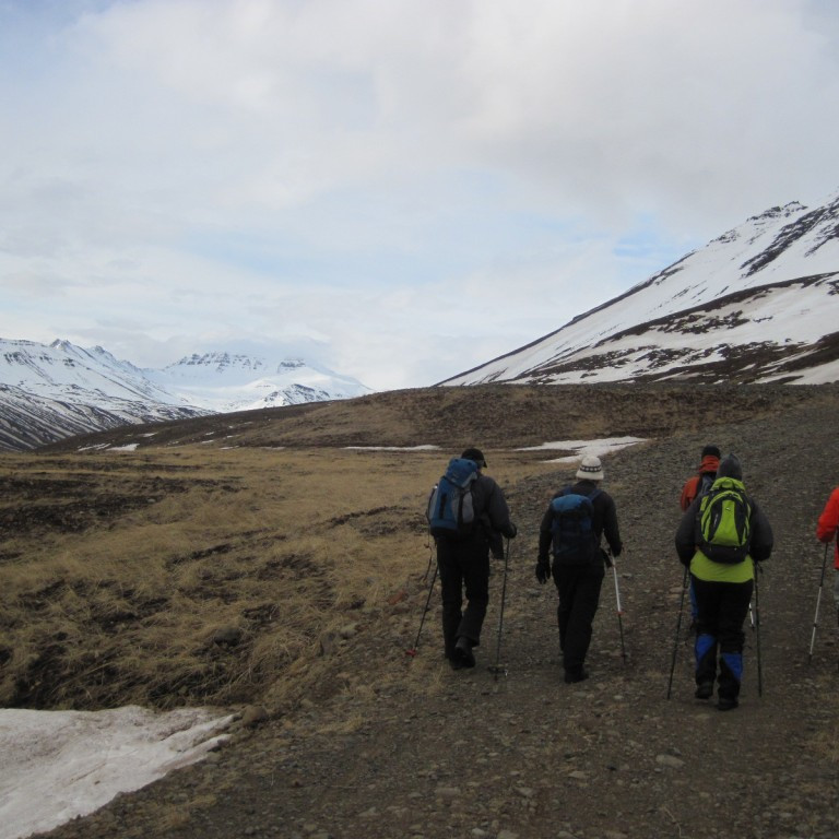 Gangan hefst upp Hlíðarhrygginn.