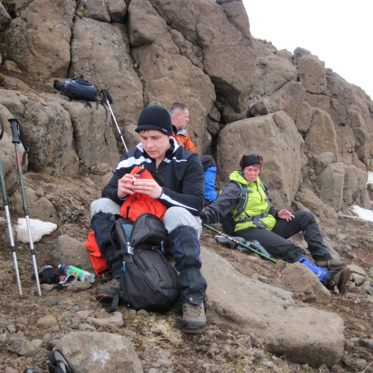 Fyrsta stoppið. Óskar Þór stefnir á Hvannadalshjúk.