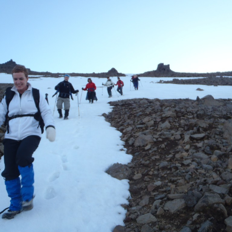 Loksins var snjórinn orðin nógu mjúkur til að hægt væri að spora.
