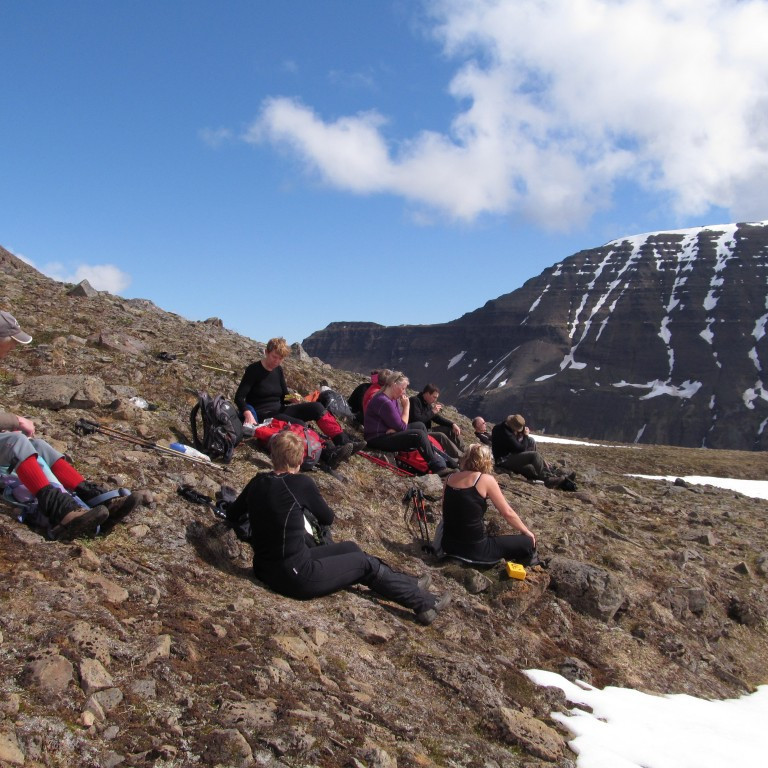 Nestispása fyrir göngu á toppinn. Skeiðsfjall í baksýn.