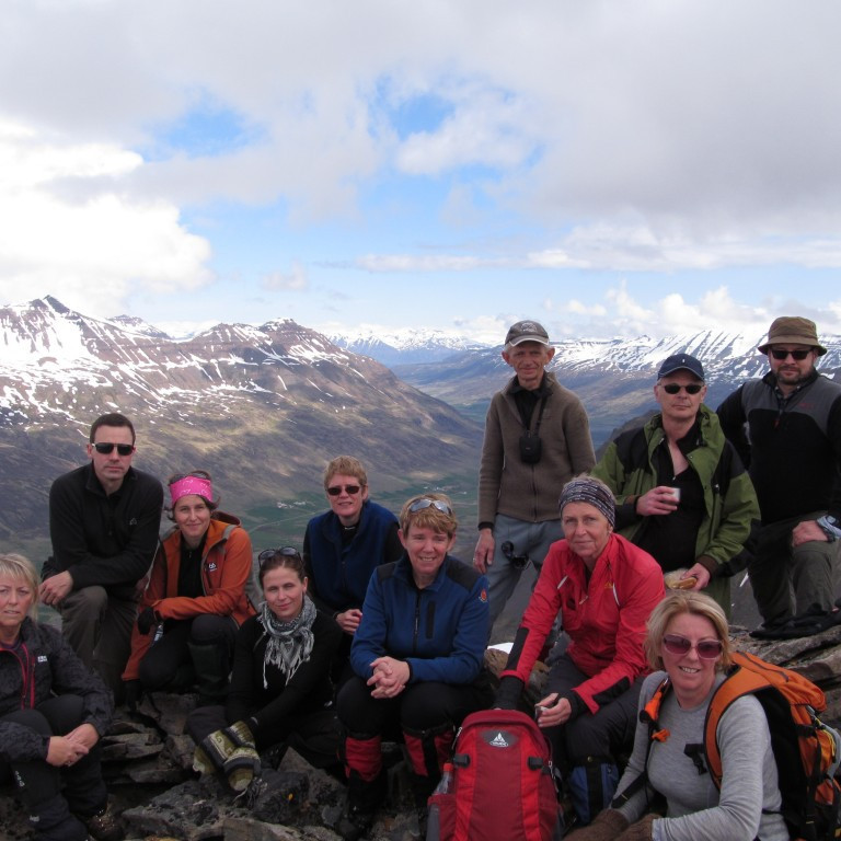 Hópmynd á toppnum.