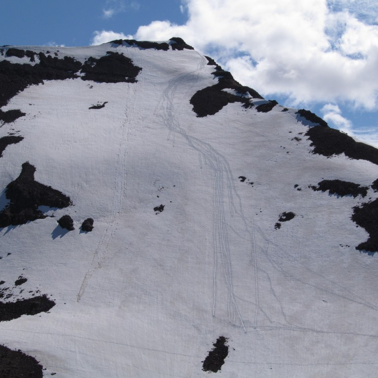 Leið okkar niður af Miðhyrnu.