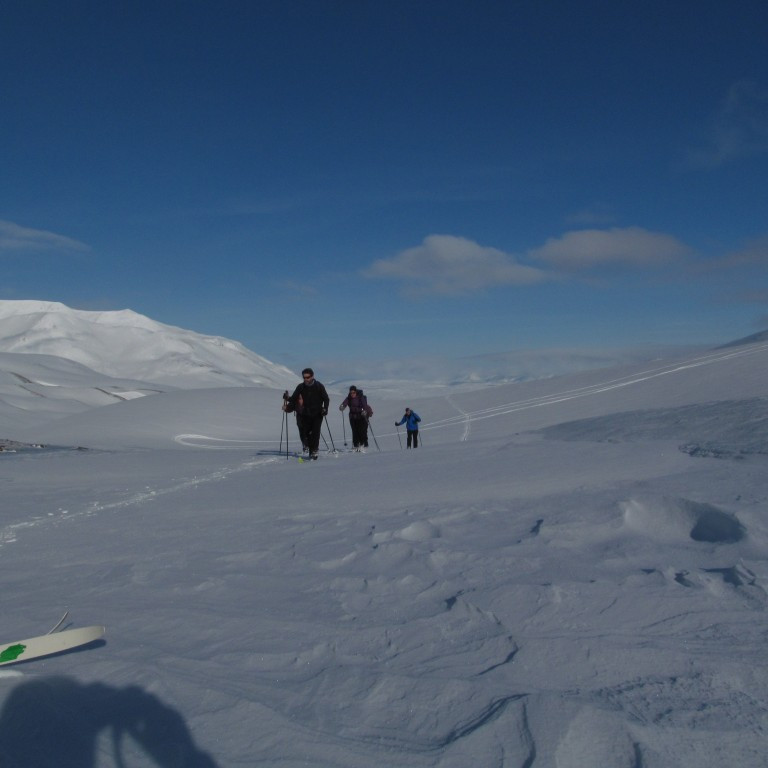 Síðustu skrefin. Eftir 11 km göngu og 440 m. hækun.