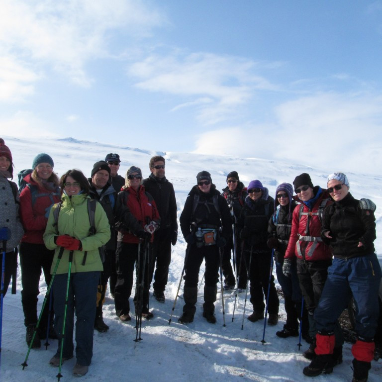 Hópurinn í upphafi göngunnar á Súlur.