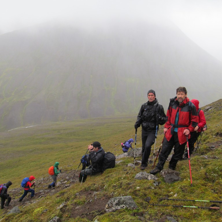 Hér voru allir orðnir vel blautir.
