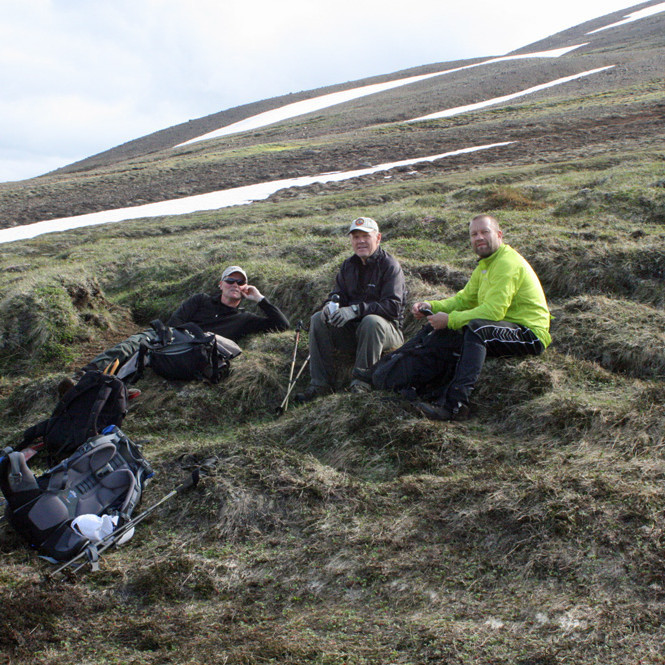 Stutt áning á leið fram Glerárdal.
