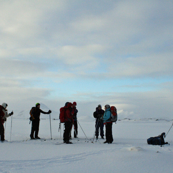 Á heimleiðinni var þungbúið veður og gekk á með éljum.