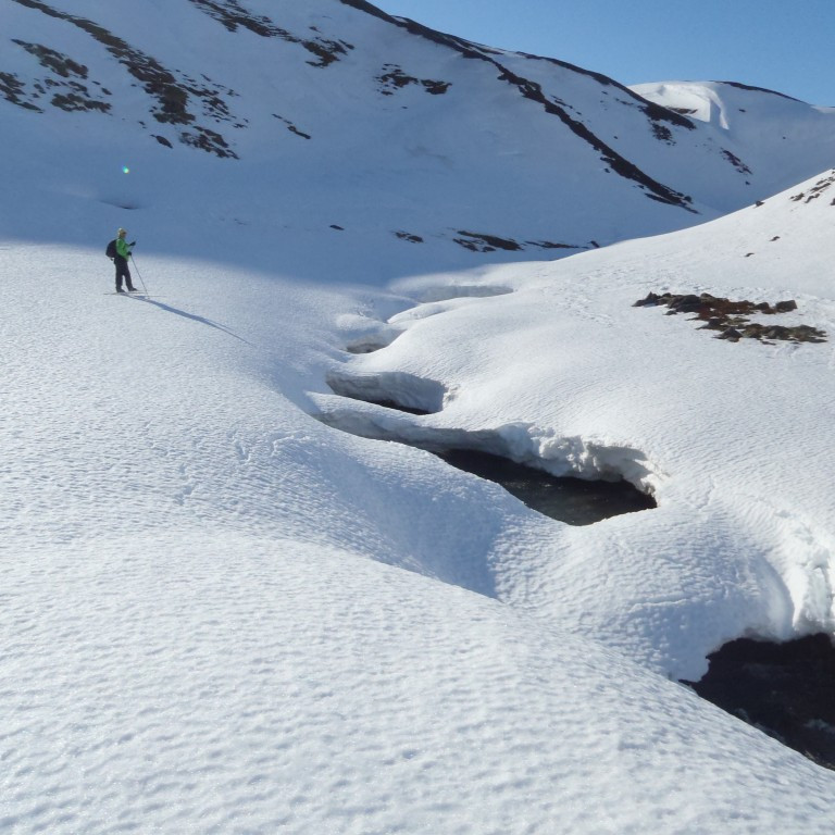 Gengið var meðfram Glerá alla leið