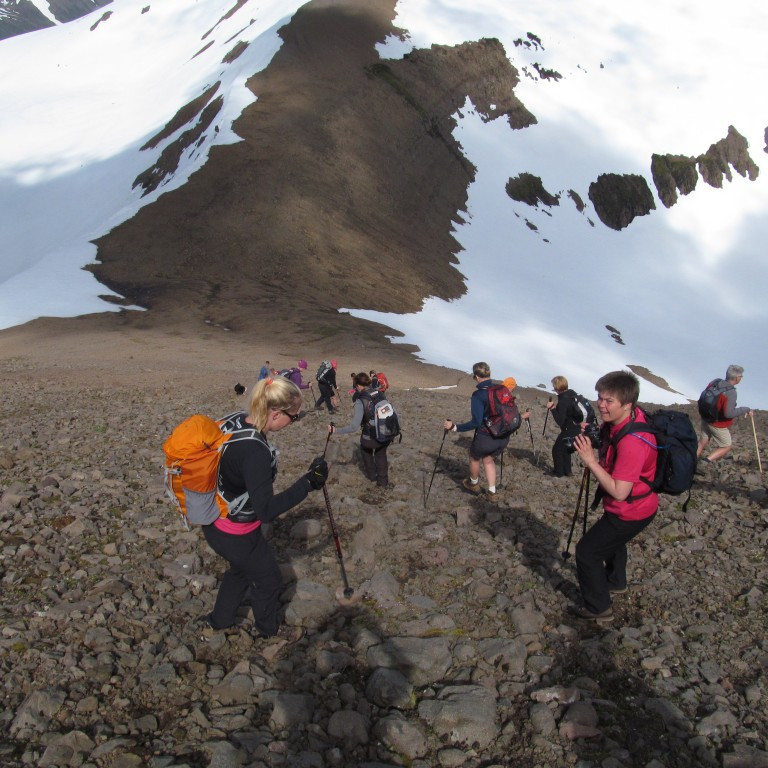 Farið niður af Bangsahnjúk.