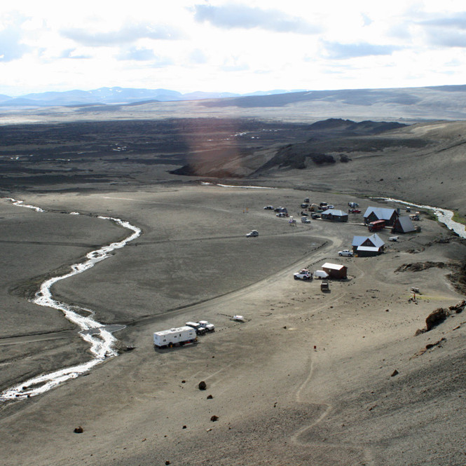 Horft yfir Drekasvæðið af stígnum vestur á Dyngjufjöll.