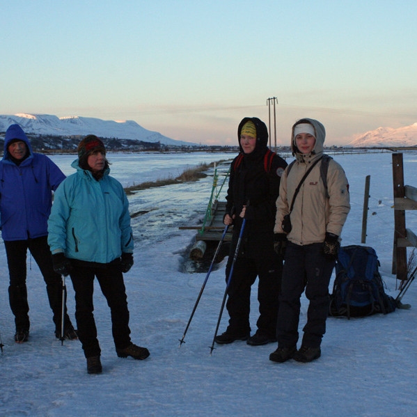 Á bakka Eyjafjarðarár. Horft norður til Eyjafjarðar.