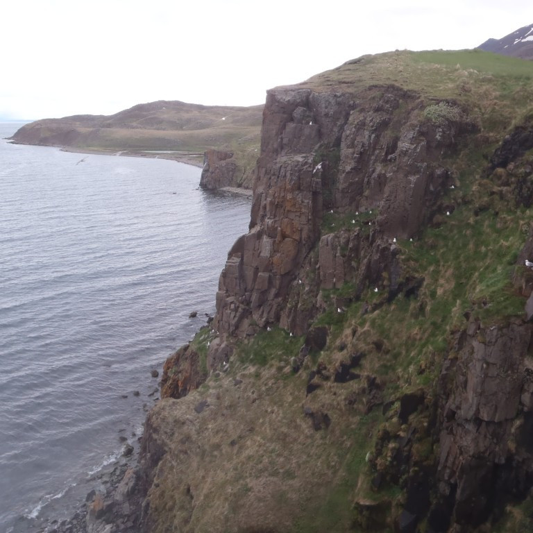 Klettarnir norðan við fossinn.