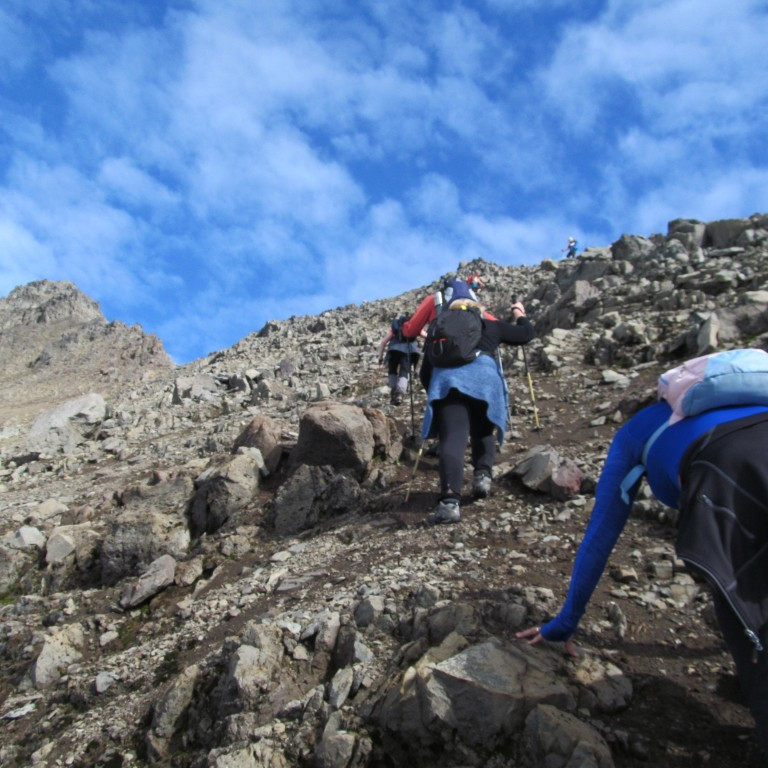 Hér var býsna bratt.