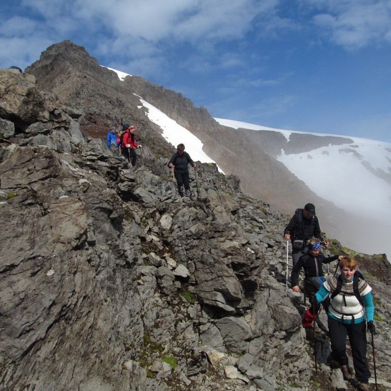 Lagt af stað niður í Héðinsfjörð.