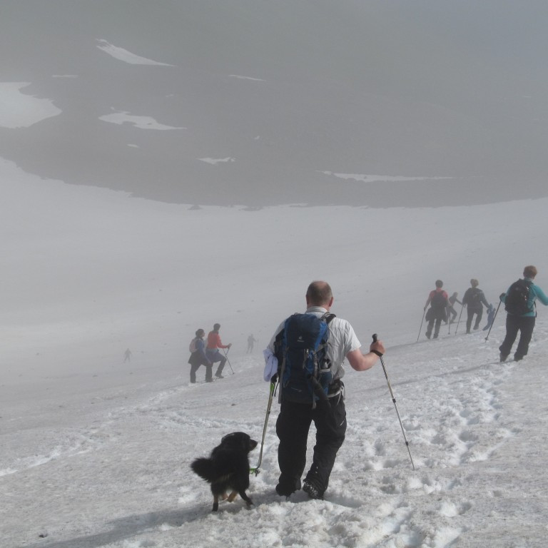 Gott var að fara niður snjóinn.