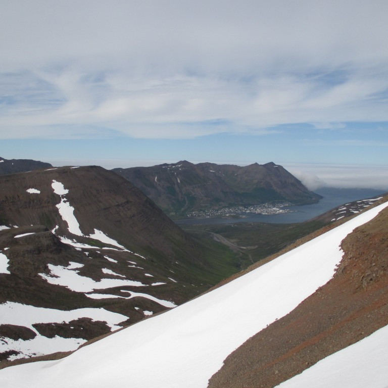 Horft niður Skútudal til Siglufjarðar.