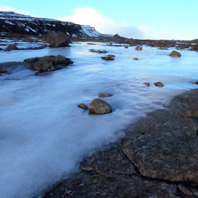 Mikil svellalög voru áuppeftirleiðinni.
