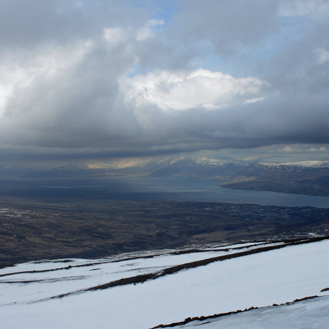 Neðst í Súlum. Horft norður Eyjafjörð.