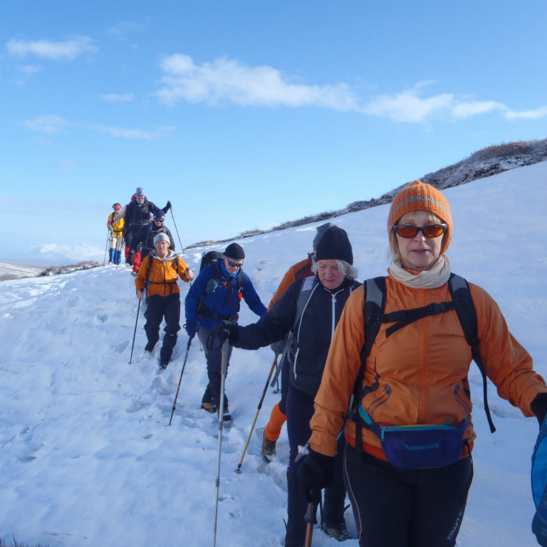 Enn var talsverður snjór nánast alla leiðina