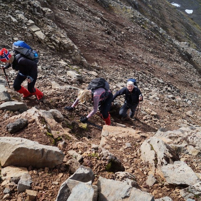 Stundum gott að nota bæði hendur og fætur.