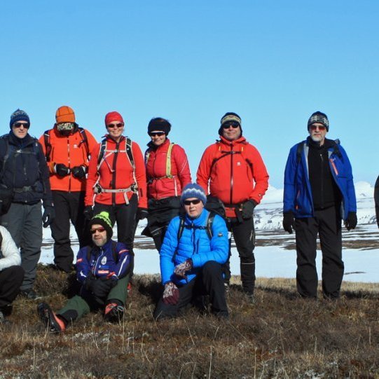 Hópur FFA norðan Skollhóla þar sem vinnukonurnar frá Þverá urðu úti 1880.