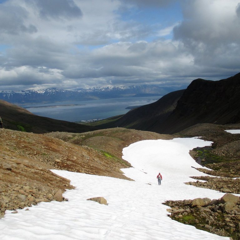 Á leið niður Grímubrekkur í Grímudal.