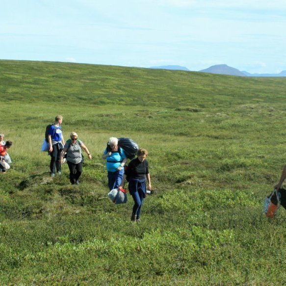 Komin yfir Vestara-Dragið á leið niður í Brún.