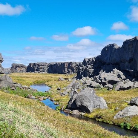 Norðan til í Miðdal Kreppulinda eru fjölmargar lindir og fallegur gróður.