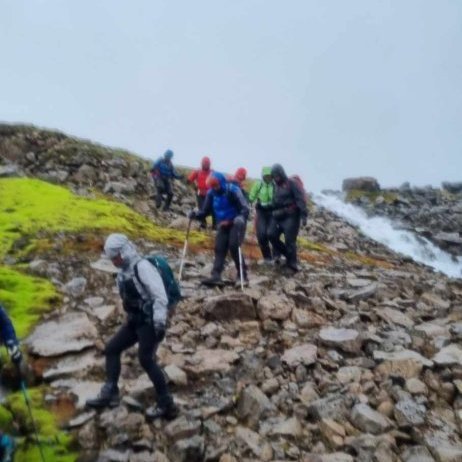 Hópurinn kominn niður í Lambárdrag