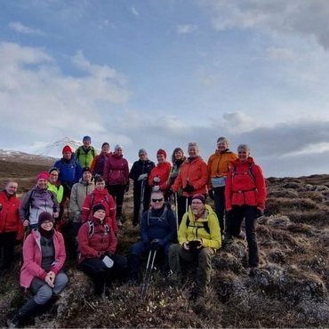 Hópurinn stillir sér upp við Krossastaðagil