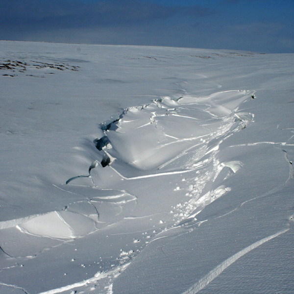 Kálfborgaráin að hverfa undir snjóþekju