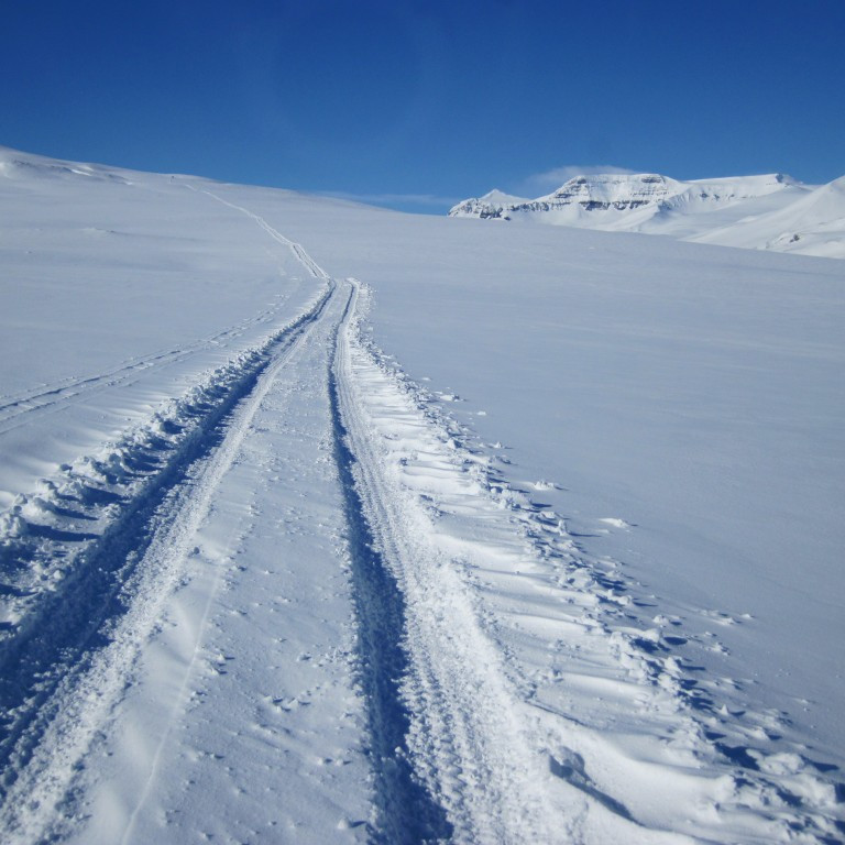 Búið að renna í slóðina frá kvöldinu áður